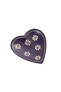 Purple Daisy Print Heart-Shaped Soapstone Dish - Valentine's Day Gifts