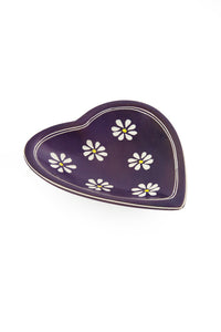 Purple Daisy Print Heart-Shaped Soapstone Dish - Valentine's Day Gifts