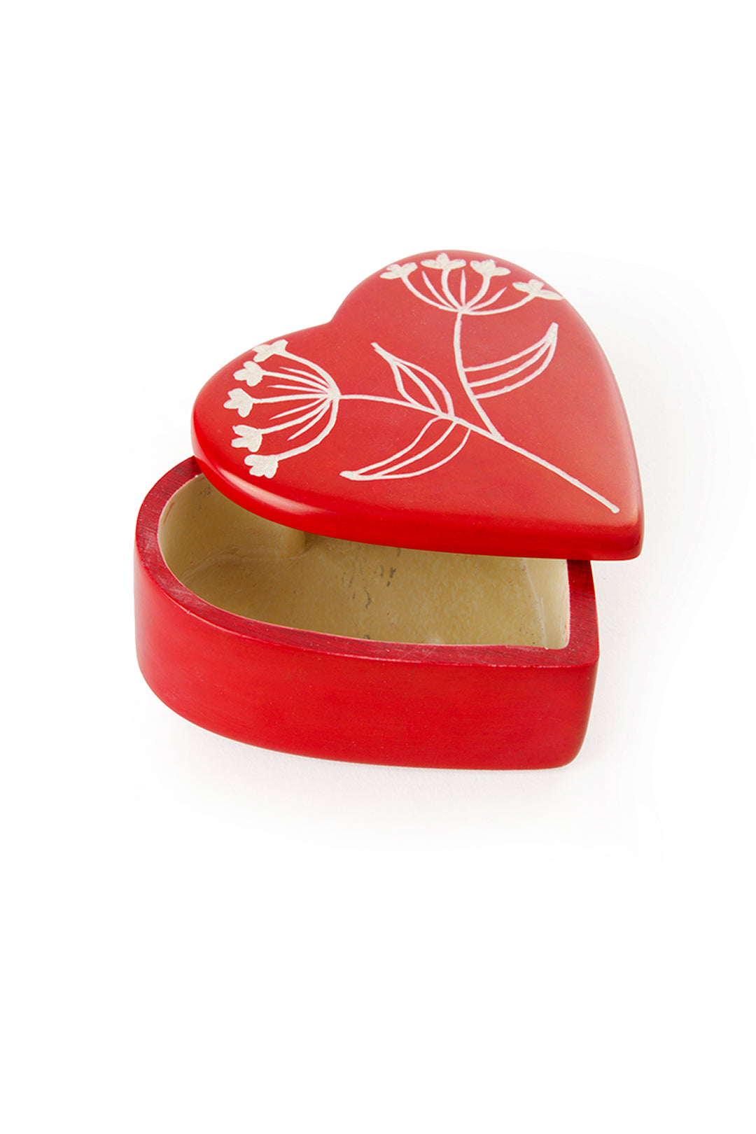 Ammi Flower Red Soapstone Heart Box - Valentine's Day Gifts
