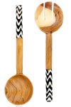 Kenyan Olivewood Salad Servers with Zebra Striped Bone Handles