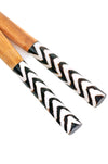 Kenyan Olivewood Salad Servers with Zebra Striped Bone Handles