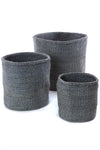 Set of Three Dove Gray Sisal Bins
