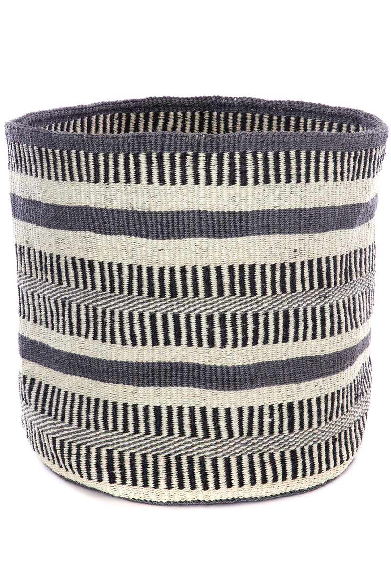 Giant Relaxed Sisal Bin Basket - Gray & Natural Bands