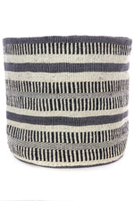 Giant Relaxed Sisal Bin Basket - Gray & Natural Bands