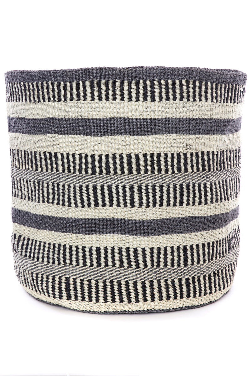 Giant Relaxed Sisal Bin Basket - Gray & Natural Bands