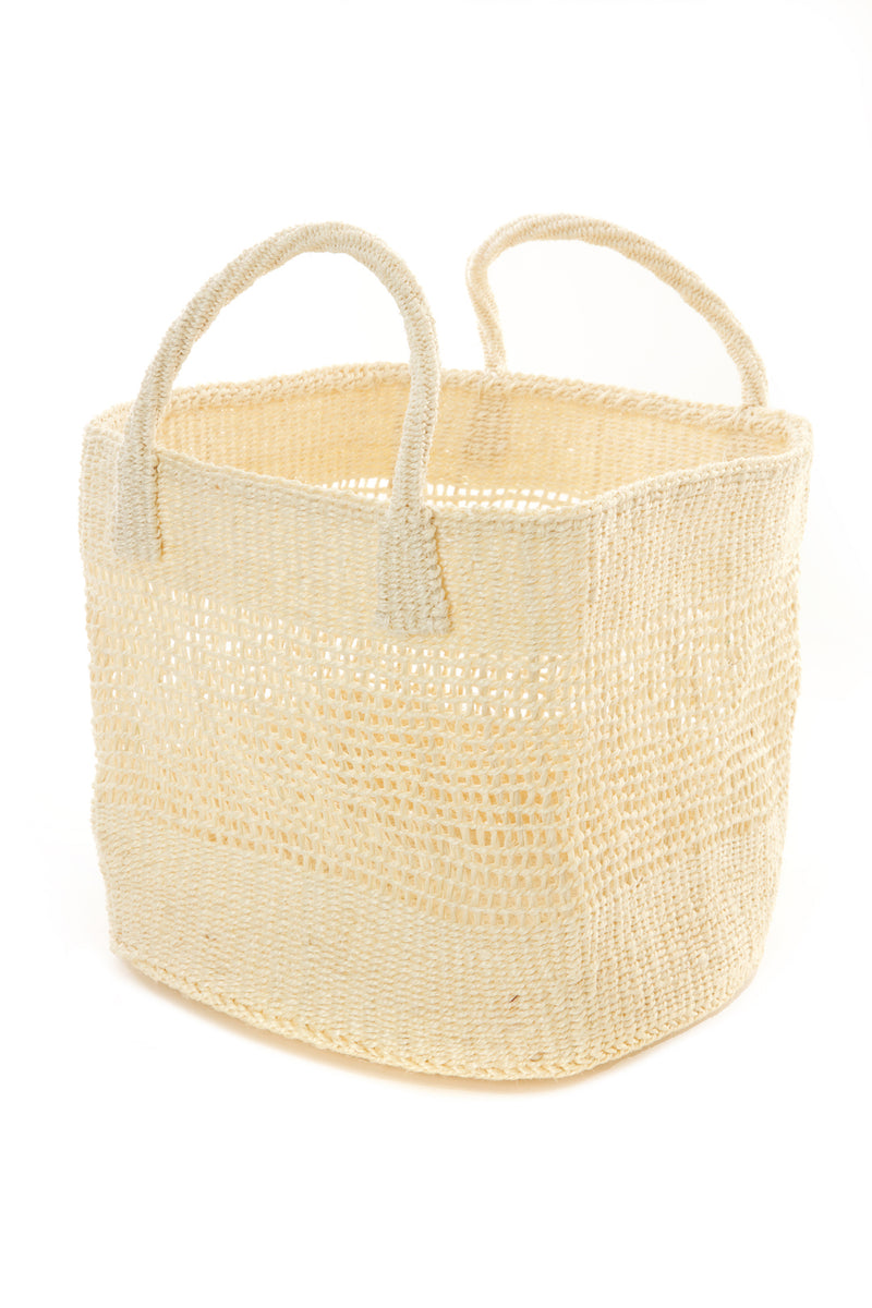 Set of Three Open Weave Natural Sisal Nesting Baskets