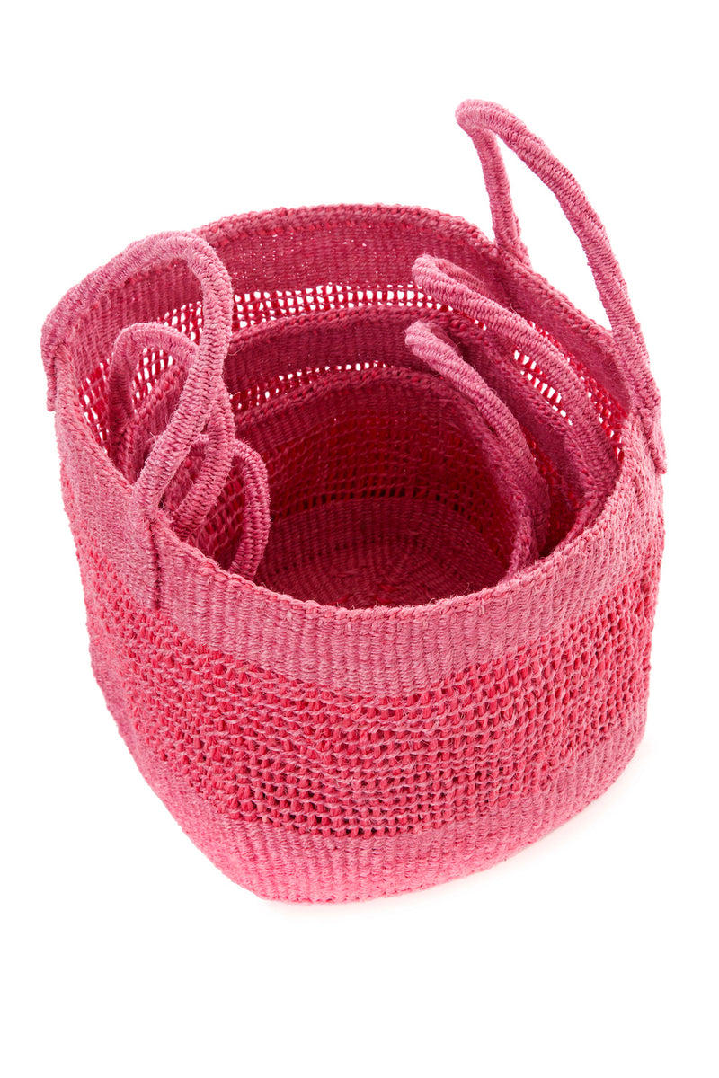 Pink Lace Weave Square Sisal Baskets
