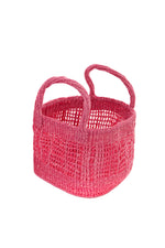 Set of Three Open Weave Pink Sisal Nesting Baskets