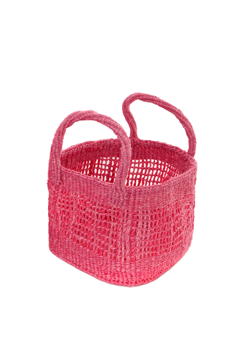 Pink Lace Weave Square Sisal Baskets
