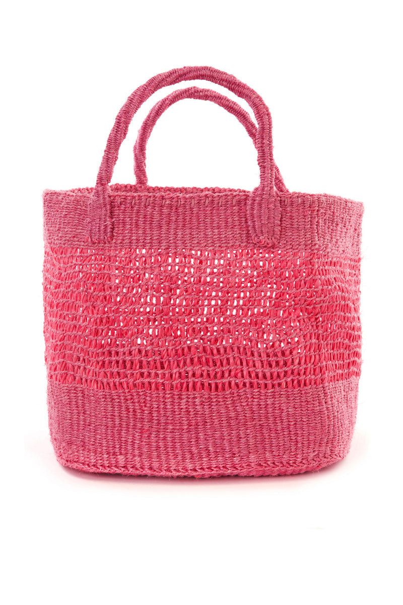 Pink Lace Weave Square Sisal Baskets