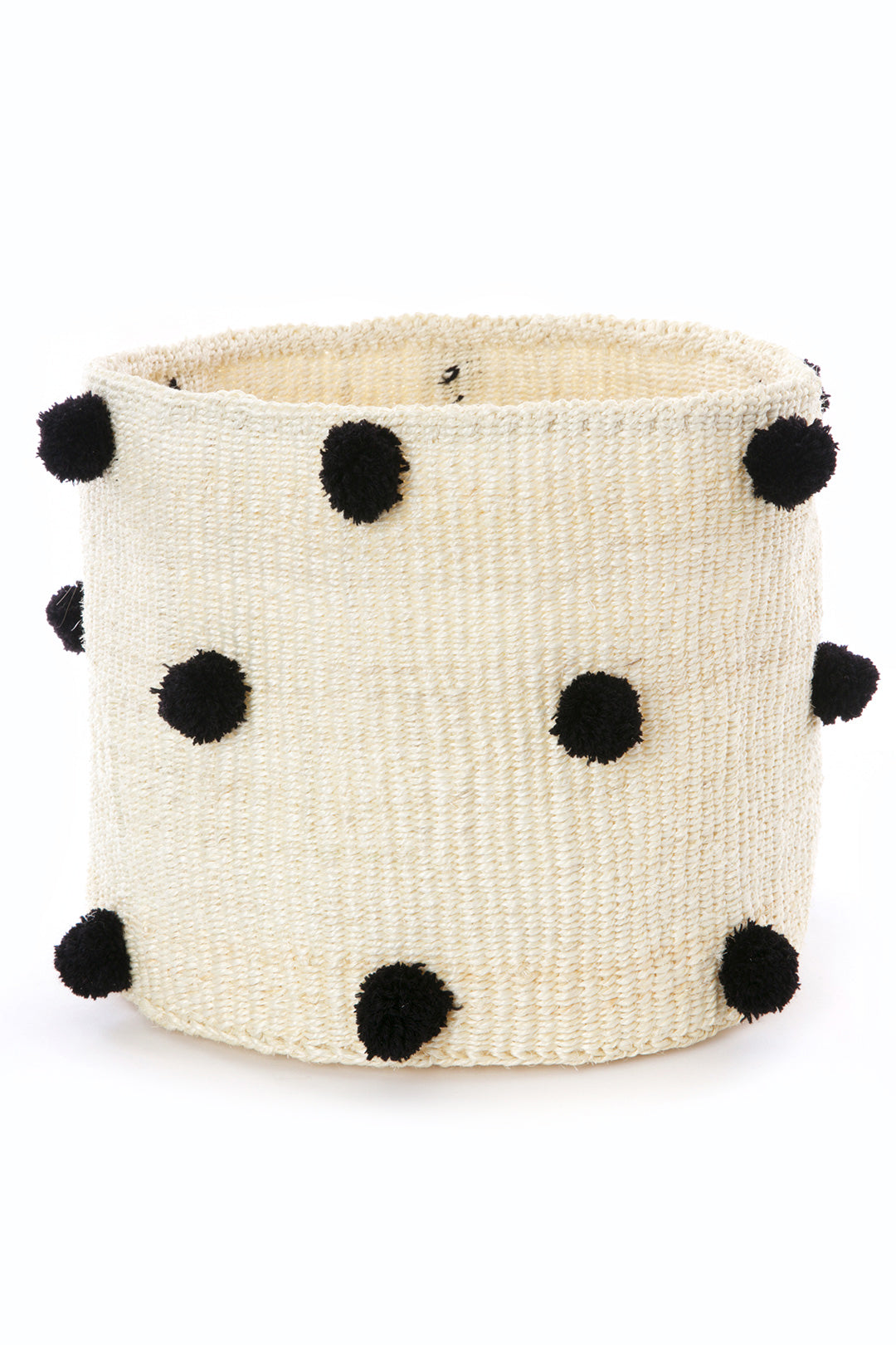 Natural Sisal Bin with Black Polka Dots