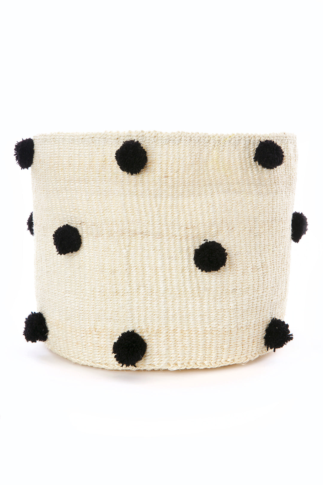 Natural Sisal Bin with Black Polka Dots