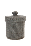 Gray Sisal Lidded Container Basket