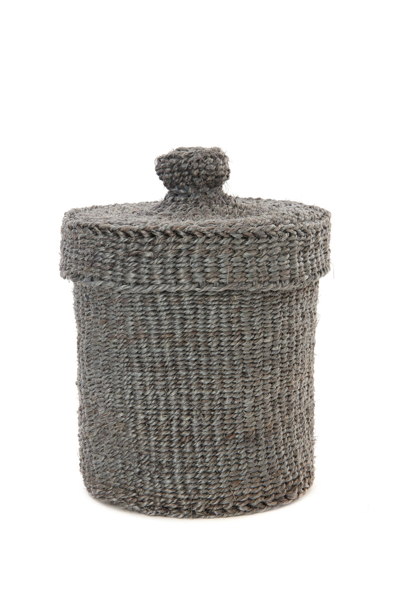 Gray Sisal Lidded Container Basket