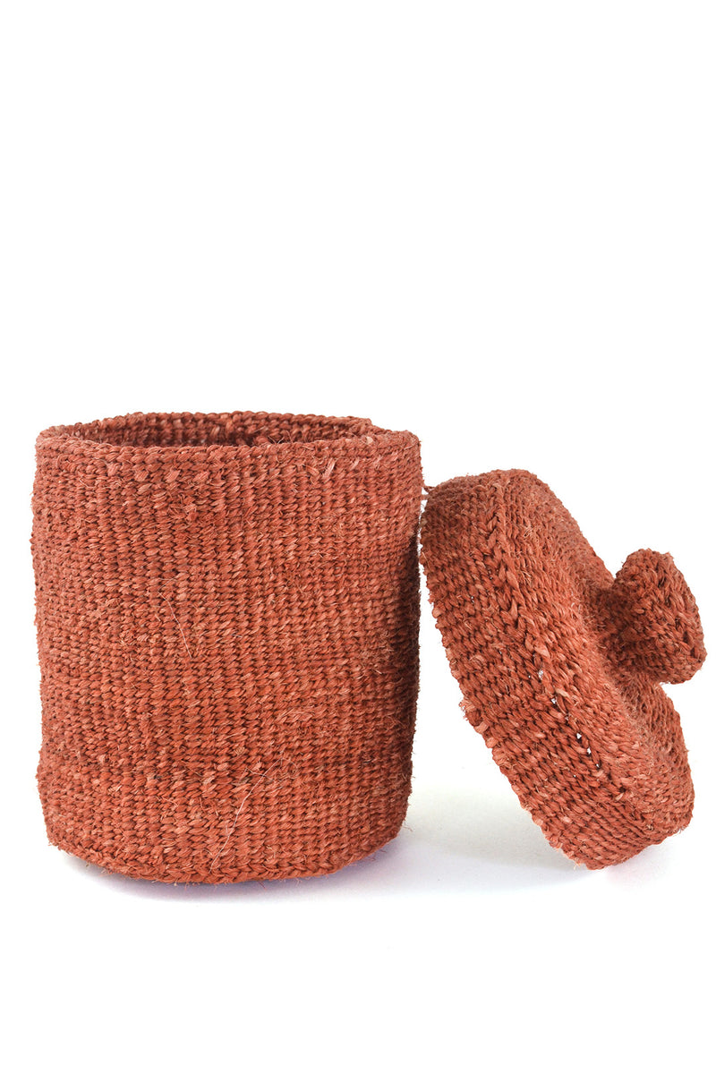 Rust Sisal Lidded Container Basket