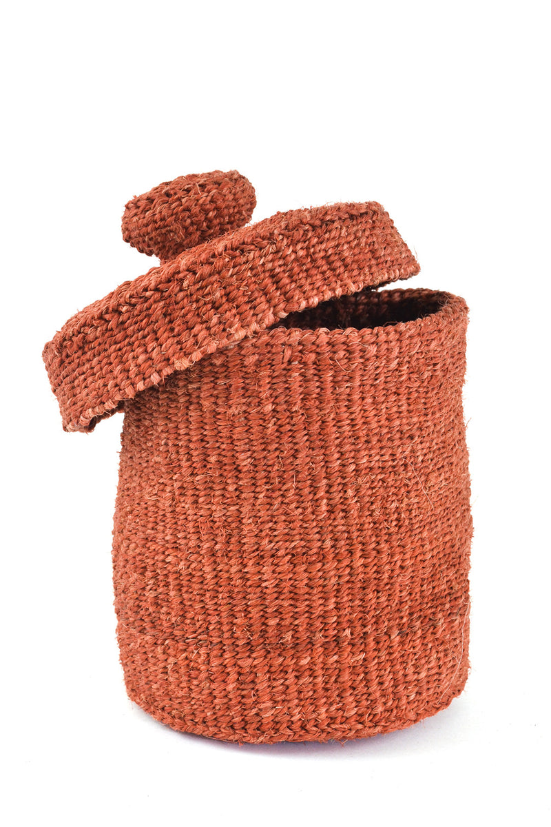 Rust Sisal Lidded Container Basket