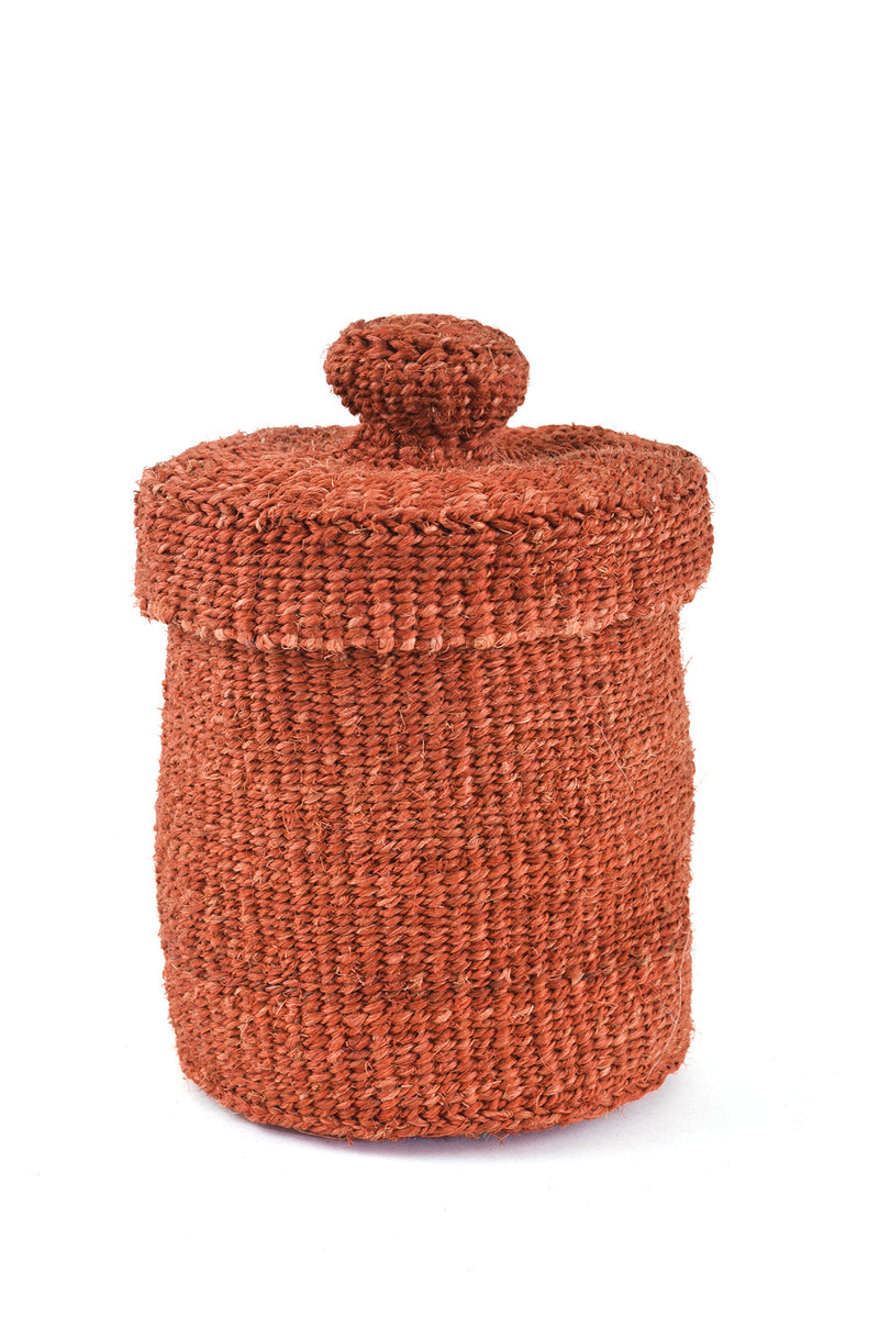Rust Sisal Lidded Container Basket