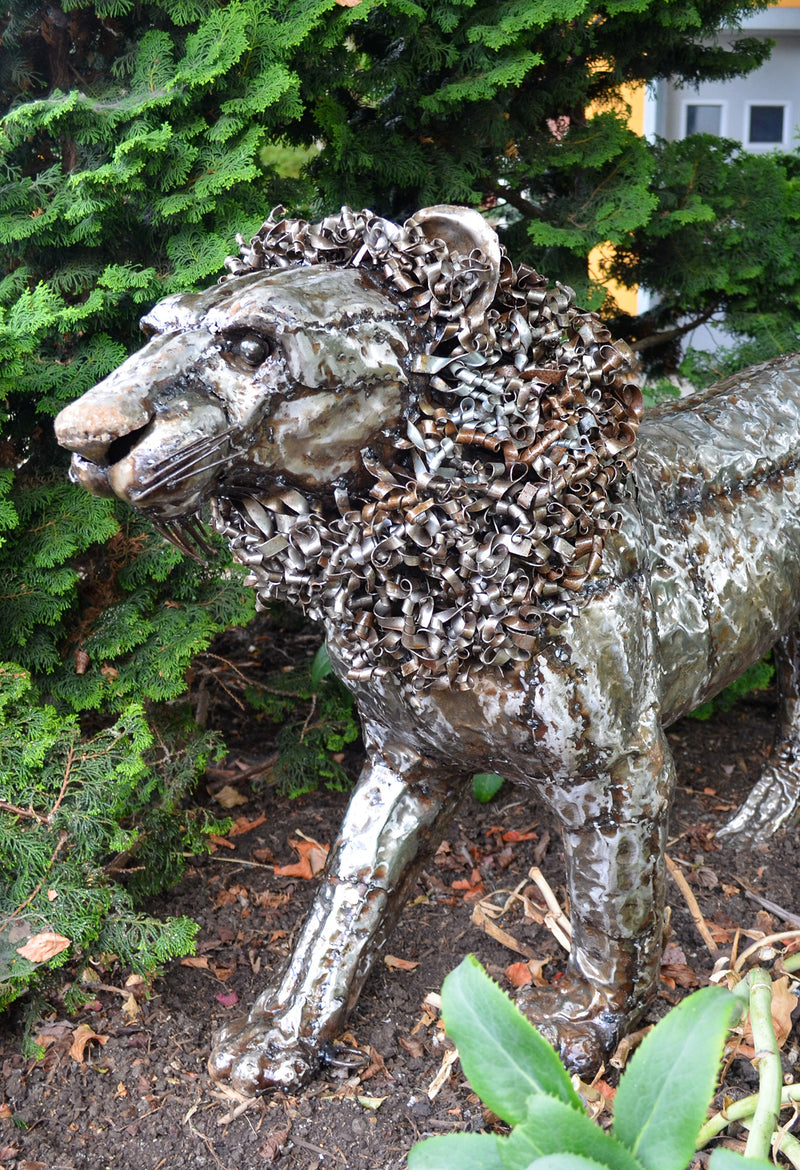 Kenyan Recycled Oil Drum Lion Statue