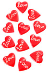 Dozen Red <i>Love</i> Script Flat Soapstone Heart Keepsakes