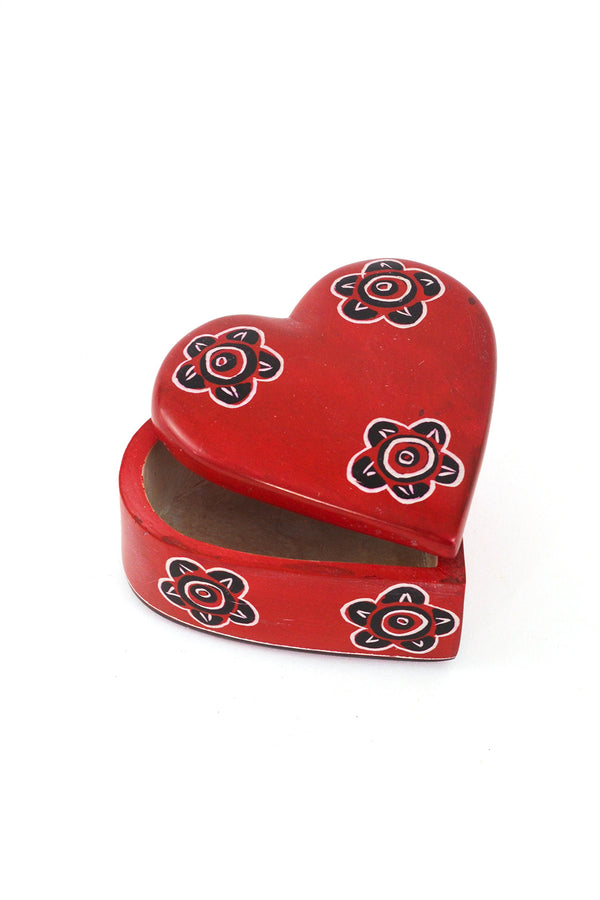Blooming Soapstone Heart Box in Red - Valentine's Day Gifts