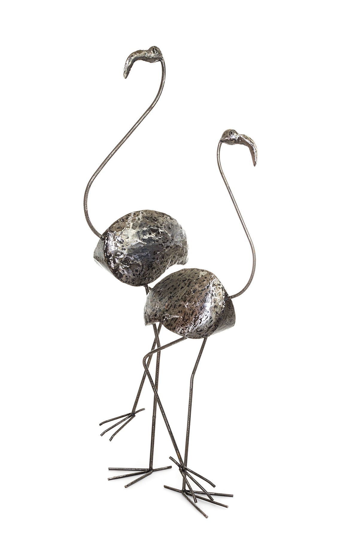 Small Recycled Metal Flamingo Sculpture