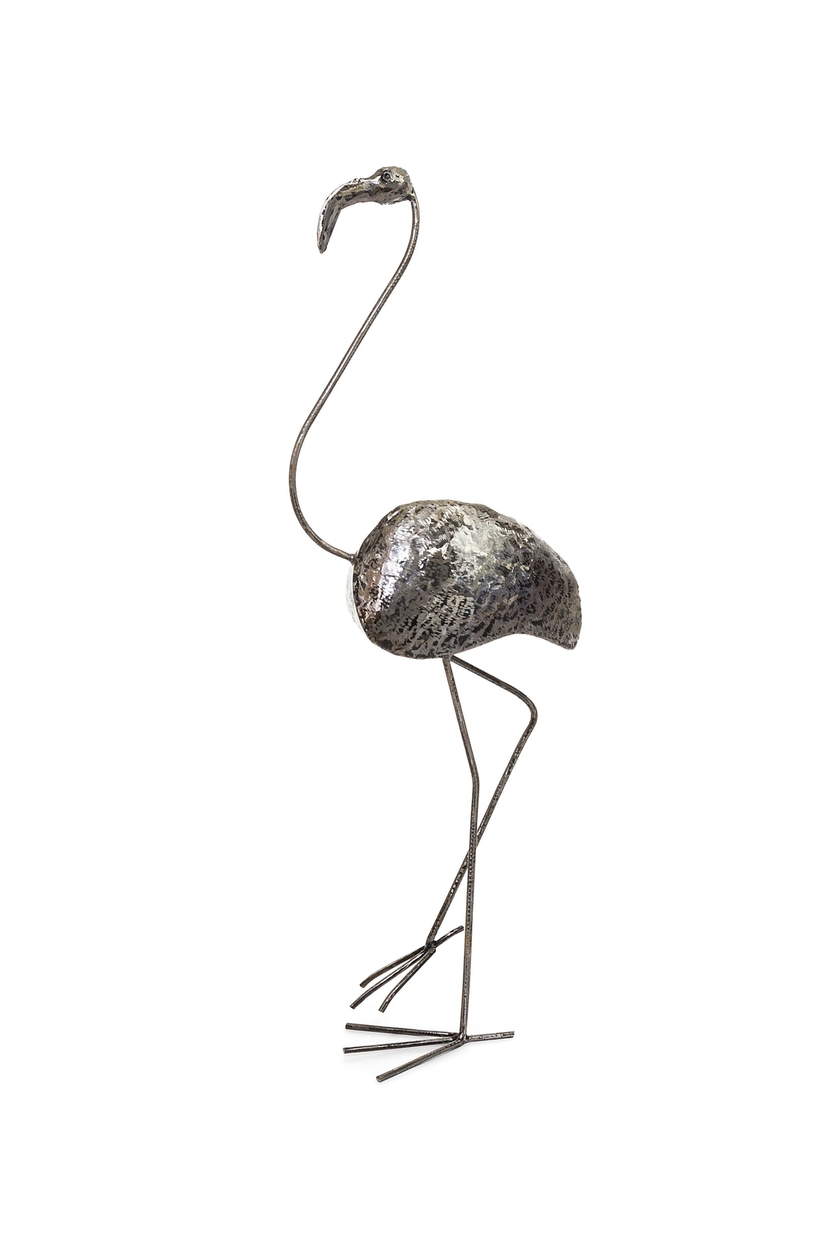 Small Recycled Metal Flamingo Sculpture