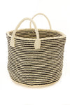 Black & White Narrow Stripe Sisal Tote