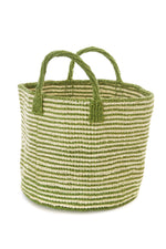 Garden Green Narrow Stripe Sisal Tote