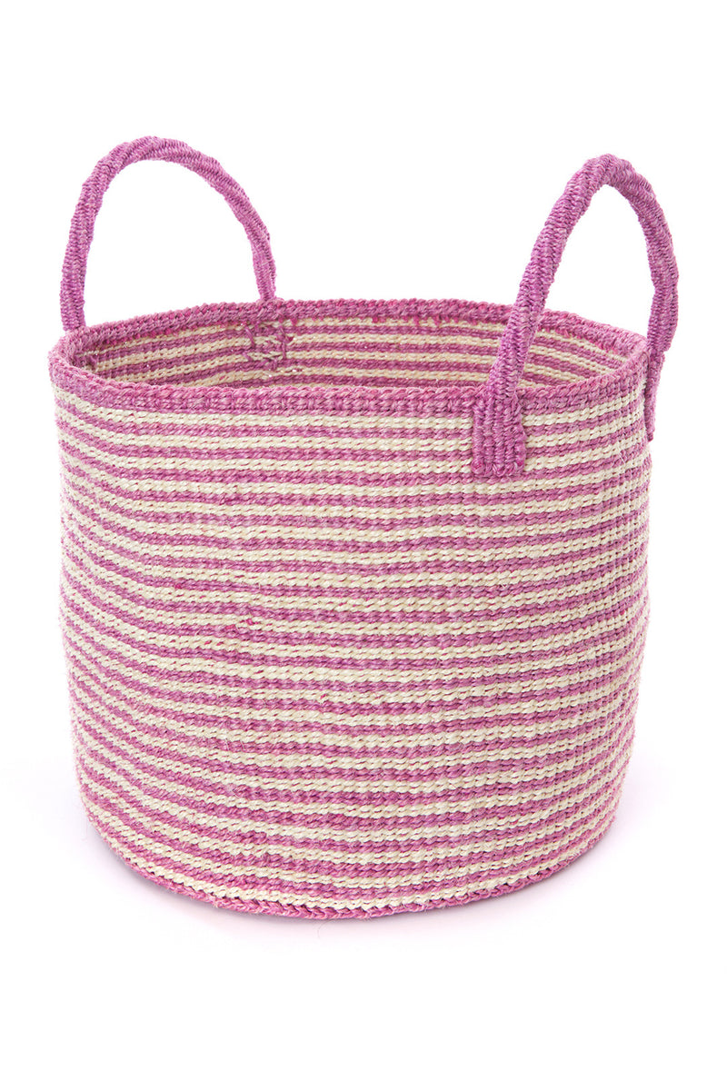 Pink Narrow Stripe Sisal Tote