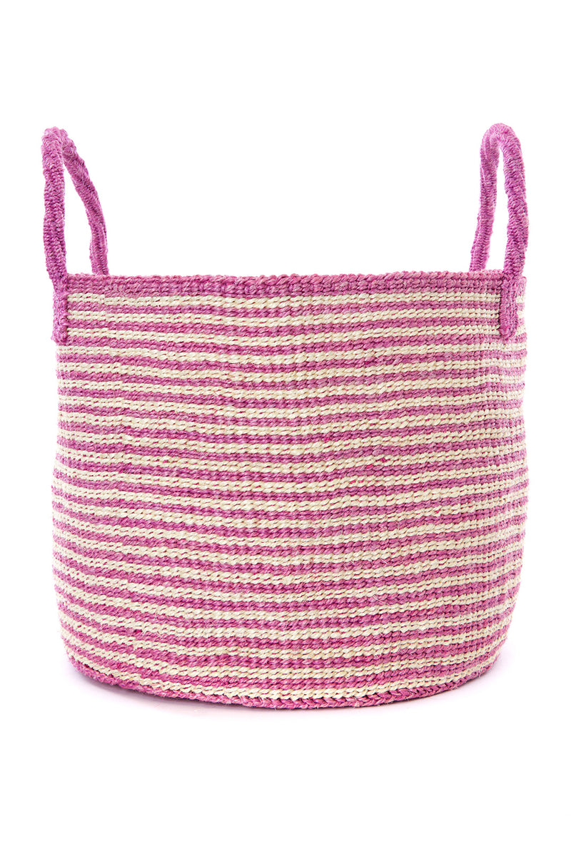 Pink Narrow Stripe Sisal Tote