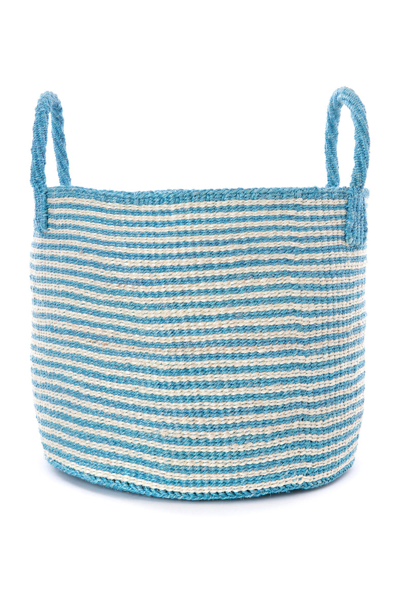 Blue Narrow Stripe Sisal Tote