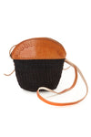 Black Sisal and Leather Petite Zippered Purse