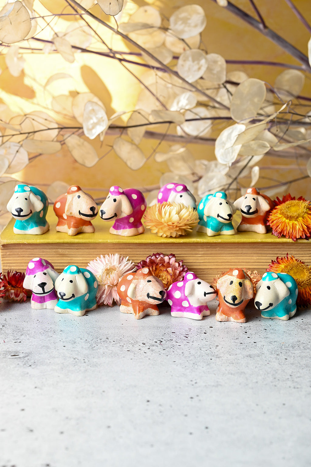 Dozen Miniature Soapstone Sheep