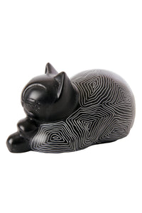 Soapstone Cozy Black Cat Sculpture