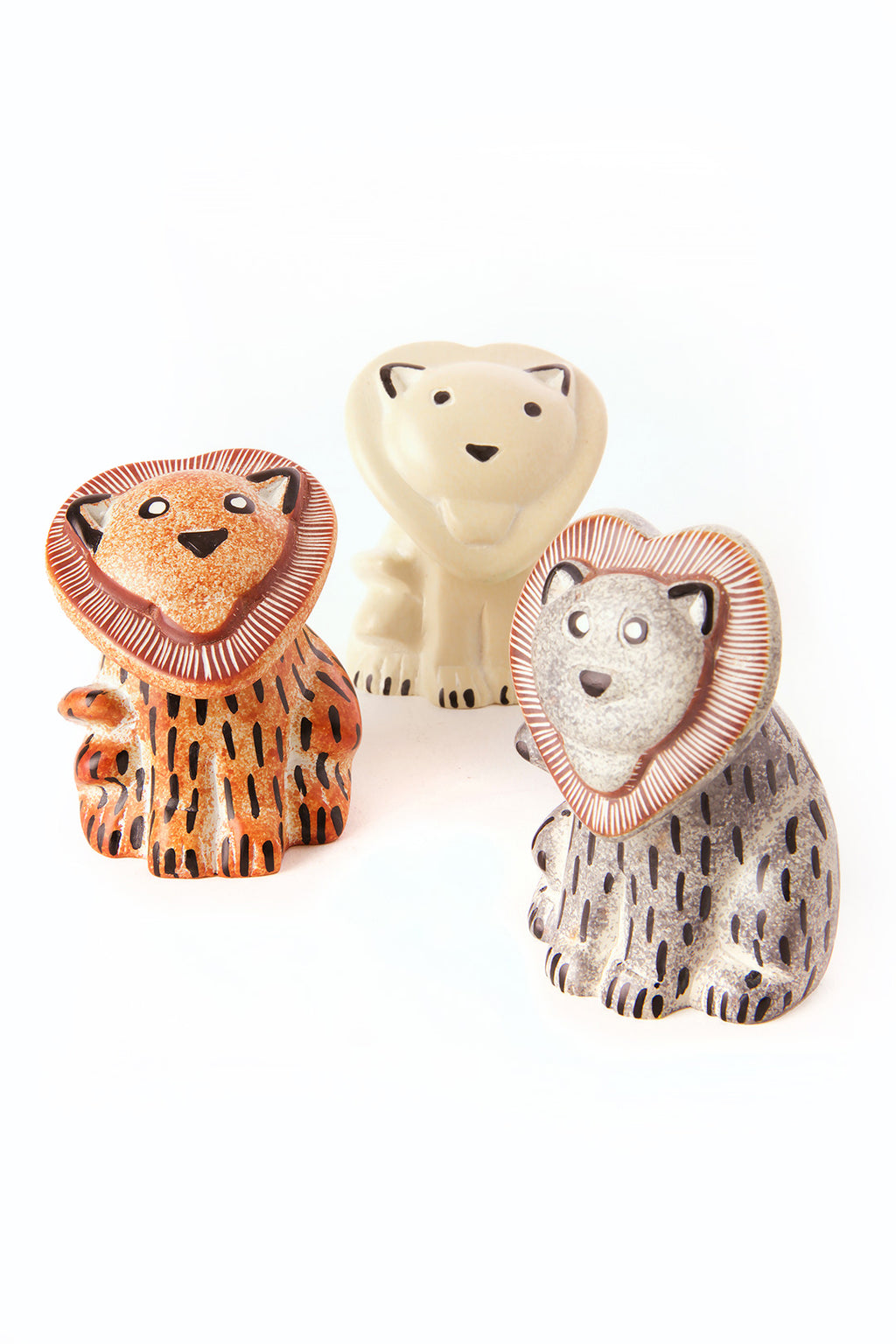 Set of Three Small Soapstone <i>Sweetheart</i> Lions