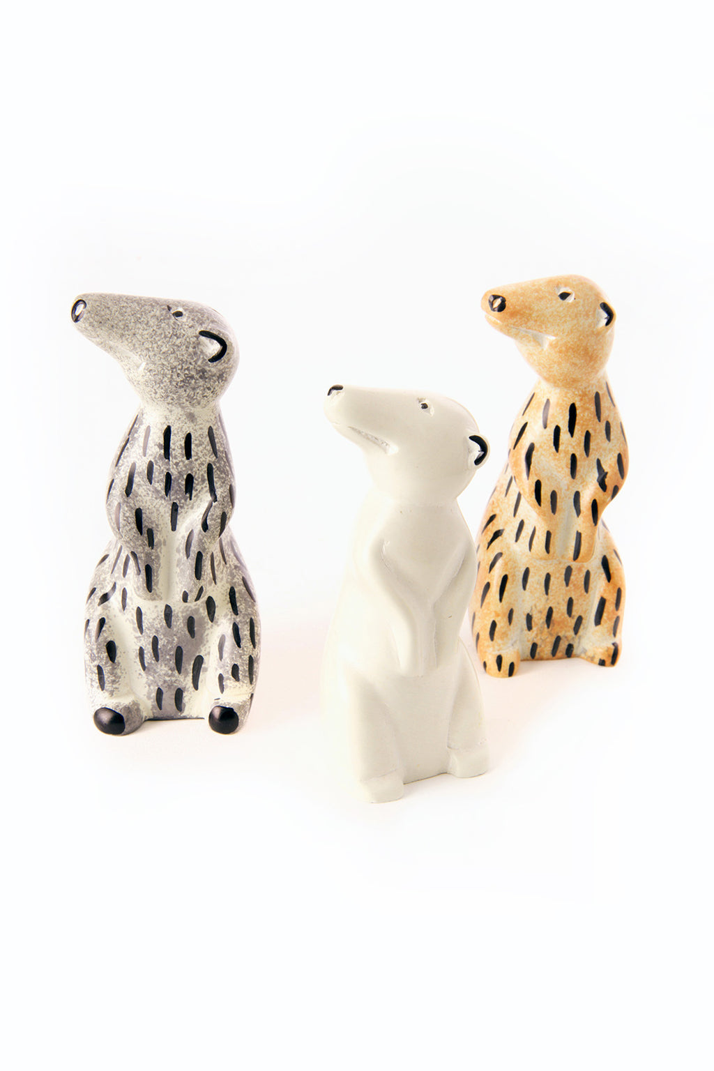 Set of Three Soapstone Meerkats