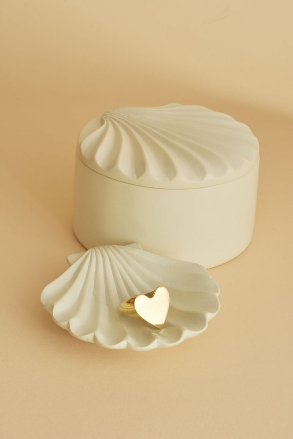 Small All-Natural Soapstone Scallop Shell Dish