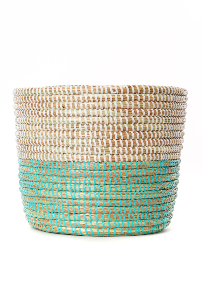 Aqua Dipped Floral Baskets - Set of Two