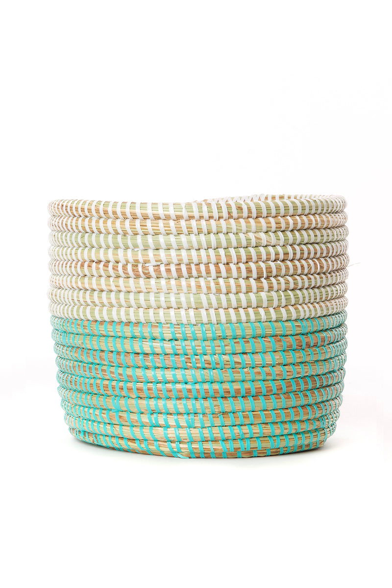 Aqua Dipped Floral Baskets - Set of Two