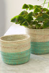 Aqua Dipped Floral Baskets - Set of Two