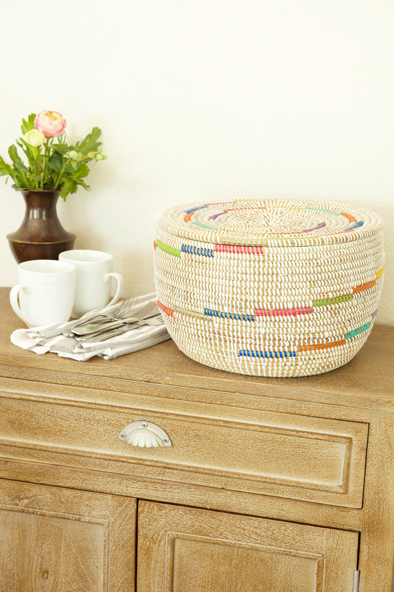 Vanilla Sugar Swirl Flat Top Storage Basket