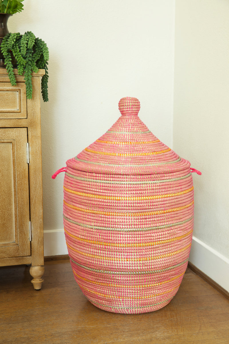 Sunrise Stripes Large Laundry Hamper Basket