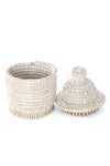 Small White Lidded Tower Basket
