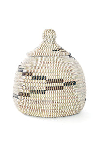 Black, Brown & White Lidded Gourd Basket