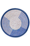 Blue and White Leather Trimmed Baskets in Assorted Patterns