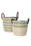 Set of Two Malika Beach Nesting Baskets with Leather Handles
