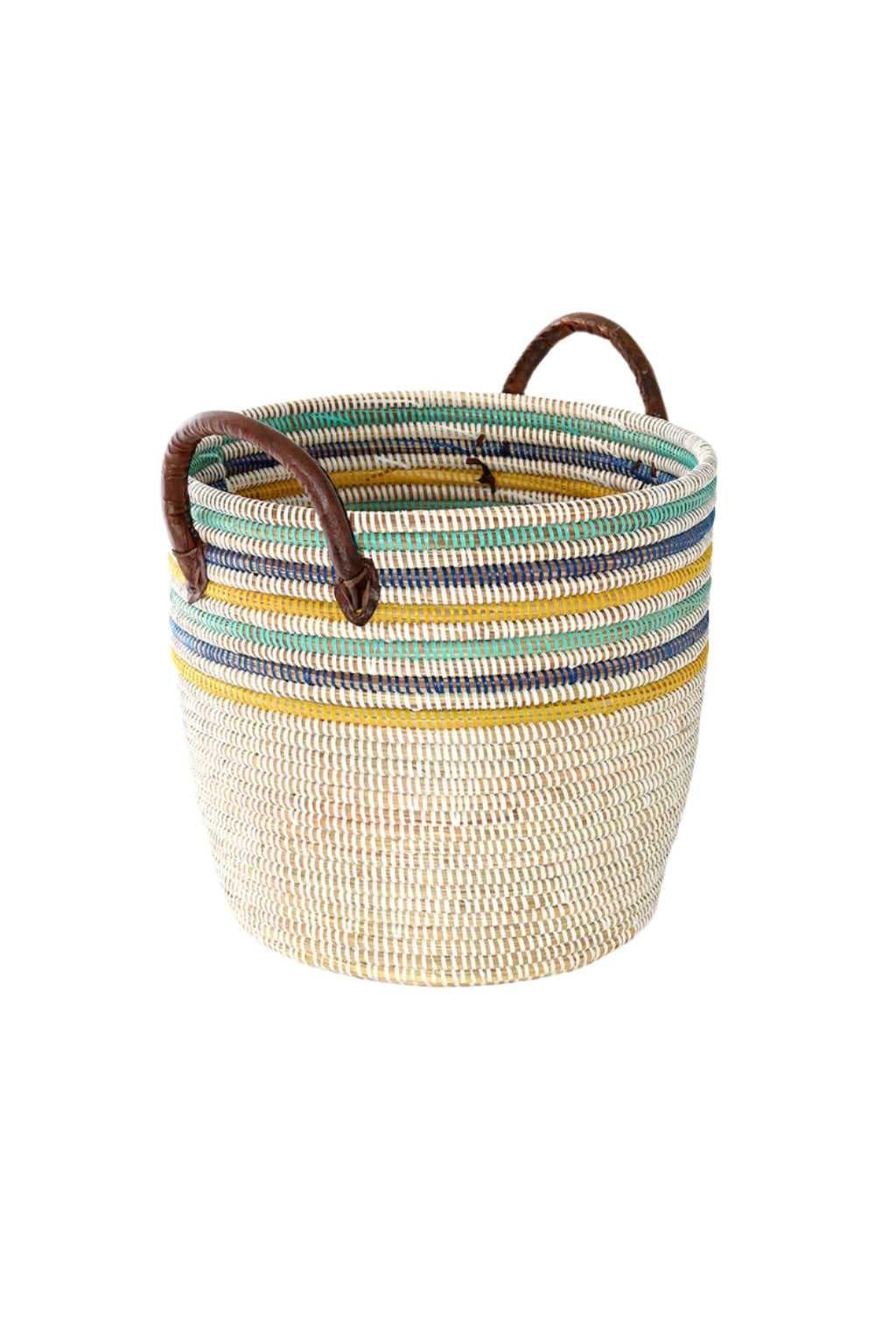 Set of Two Malika Beach Nesting Baskets with Leather Handles