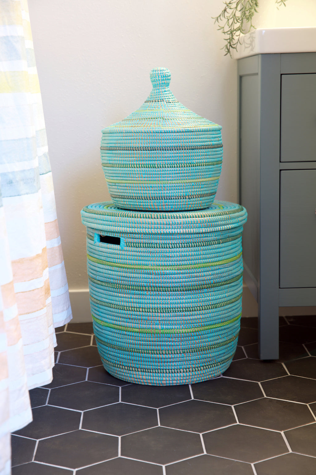 Seaside Stripe Warming Basket from Senegal