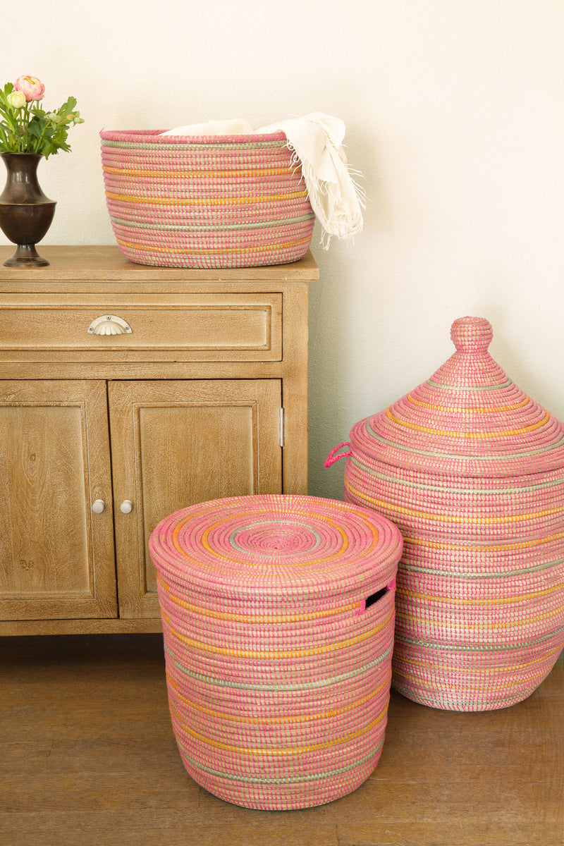 Sunrise Stripe Knitting Basket