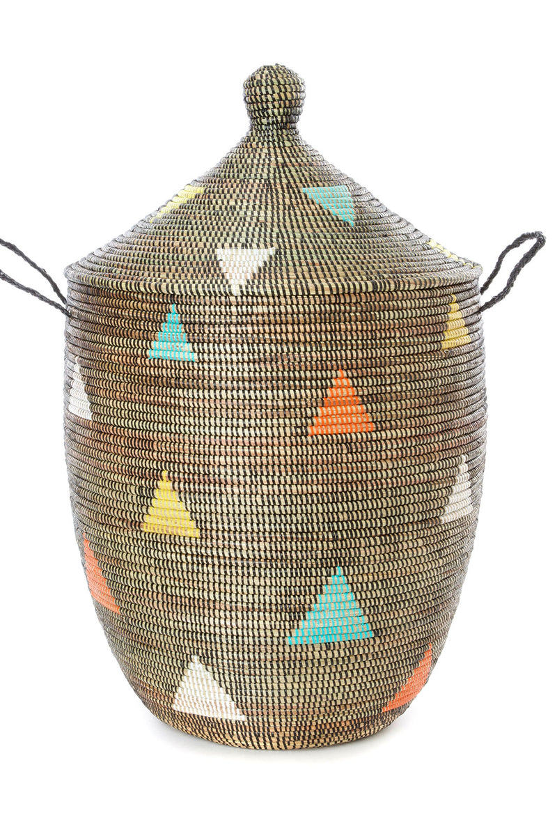 Large Black Teranga Triangles Hamper Basket from Senegal